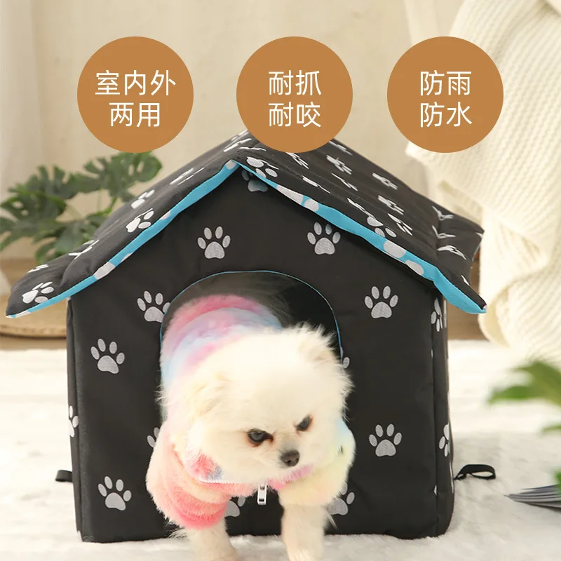 Hot Pet House Indoor Outdoor Waterproof Windproof Detachable PP Cotton Doghouse Sunproof Dustproof Warm Keeping Shelter