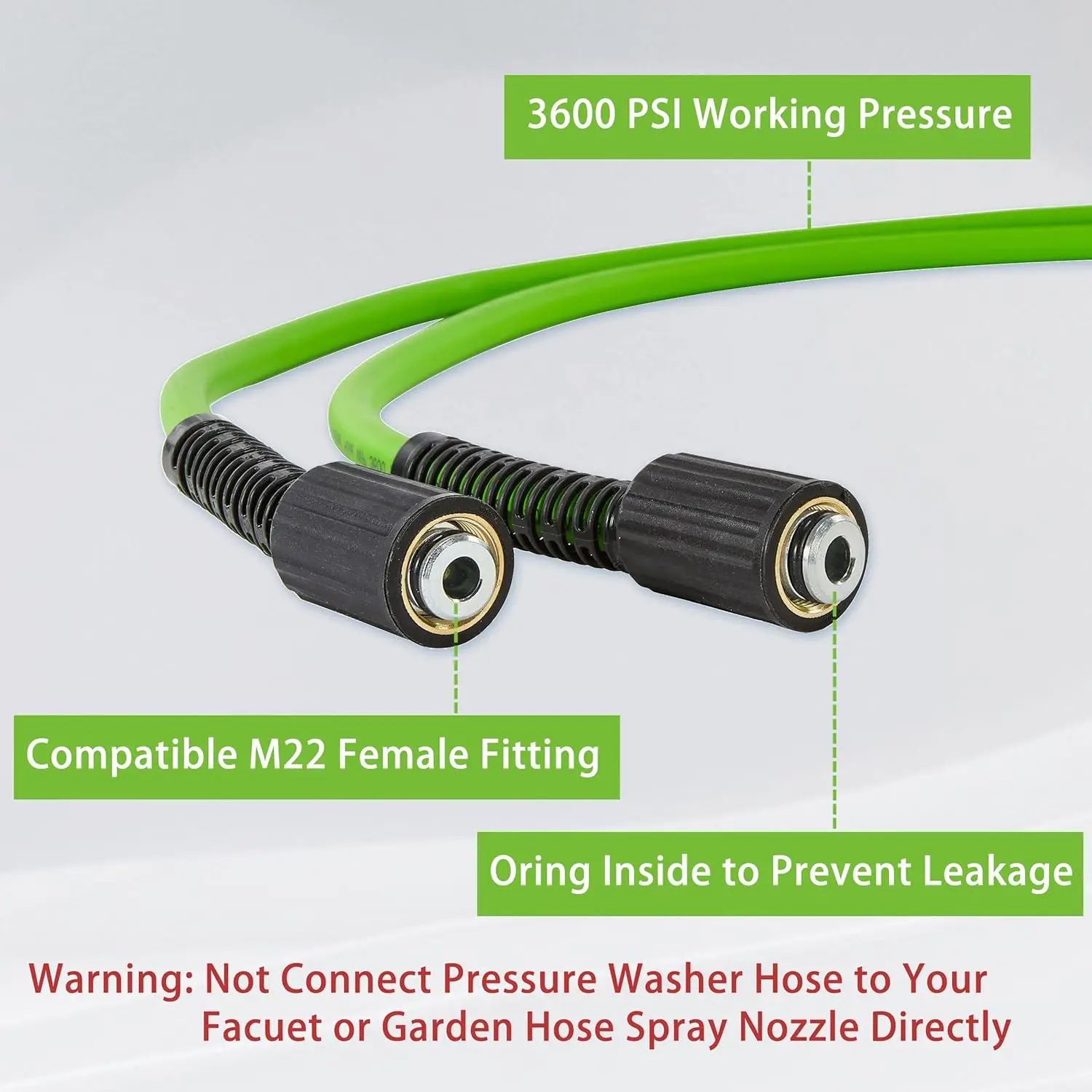 Pressure Washer Hose for Power Washer – 3600 PSI Kink Resistant Pressure Washing Extension Hose 100 FT x 1/4" – Universal