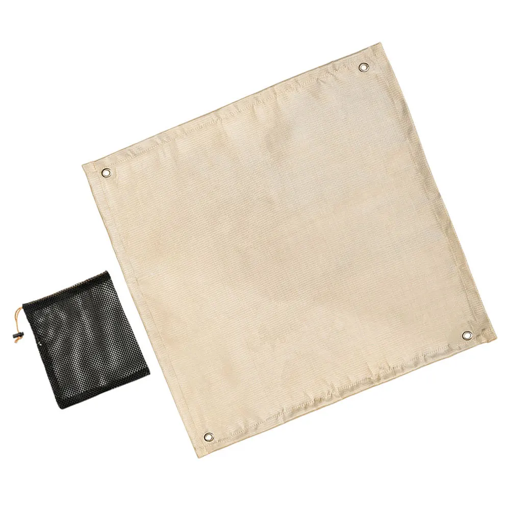 1 Set Fiberglass Fireproof Blanket Fire Resistant Mat For Outdoor Camping Bbq Heat Resistant Fire Mat With Reinforced Copper