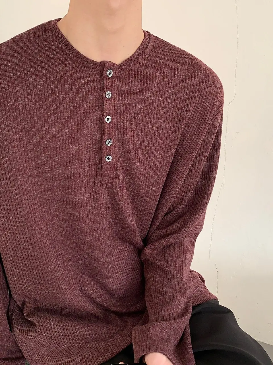 2026 Spring New Fashion Long Sleeve Round Neck Lightweight Base Shirts Men Loose Comfort Trendy Tops Breathable Solid Color Tees