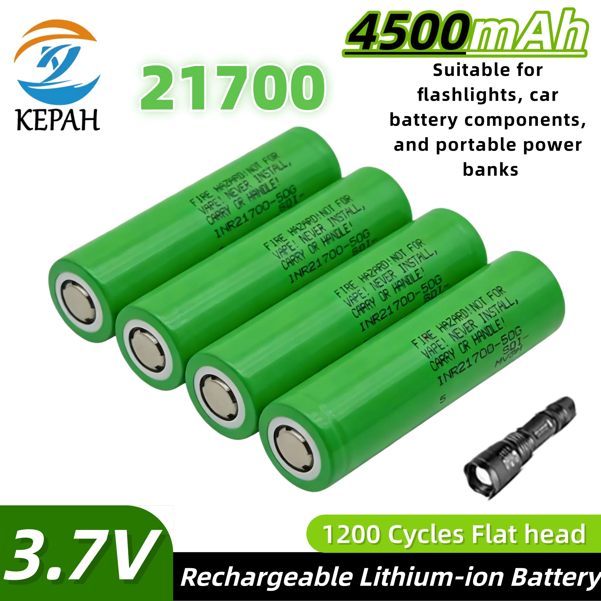 

Литий-ионный аккумулятор 3.7V 4500mAh 21700 с плоским контактом 50G для фонарей, повербанков и автомобильных систем