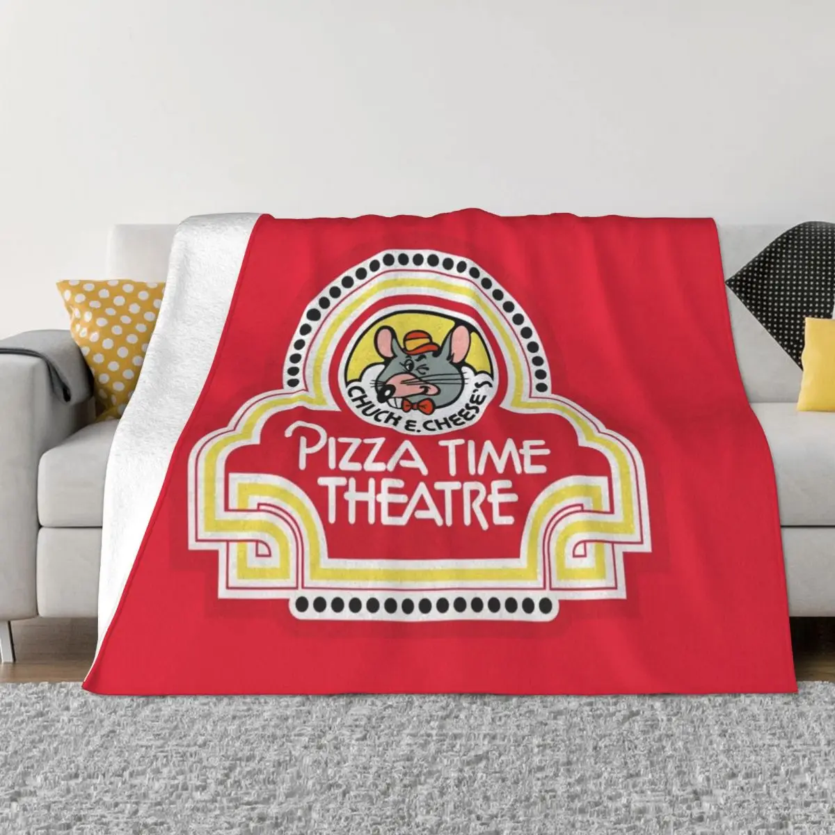 Chuck E. Cheese's Pizza Time Theatre Scary Animatronics Official Logo Throw Blanket Cute warm for winter Blankets