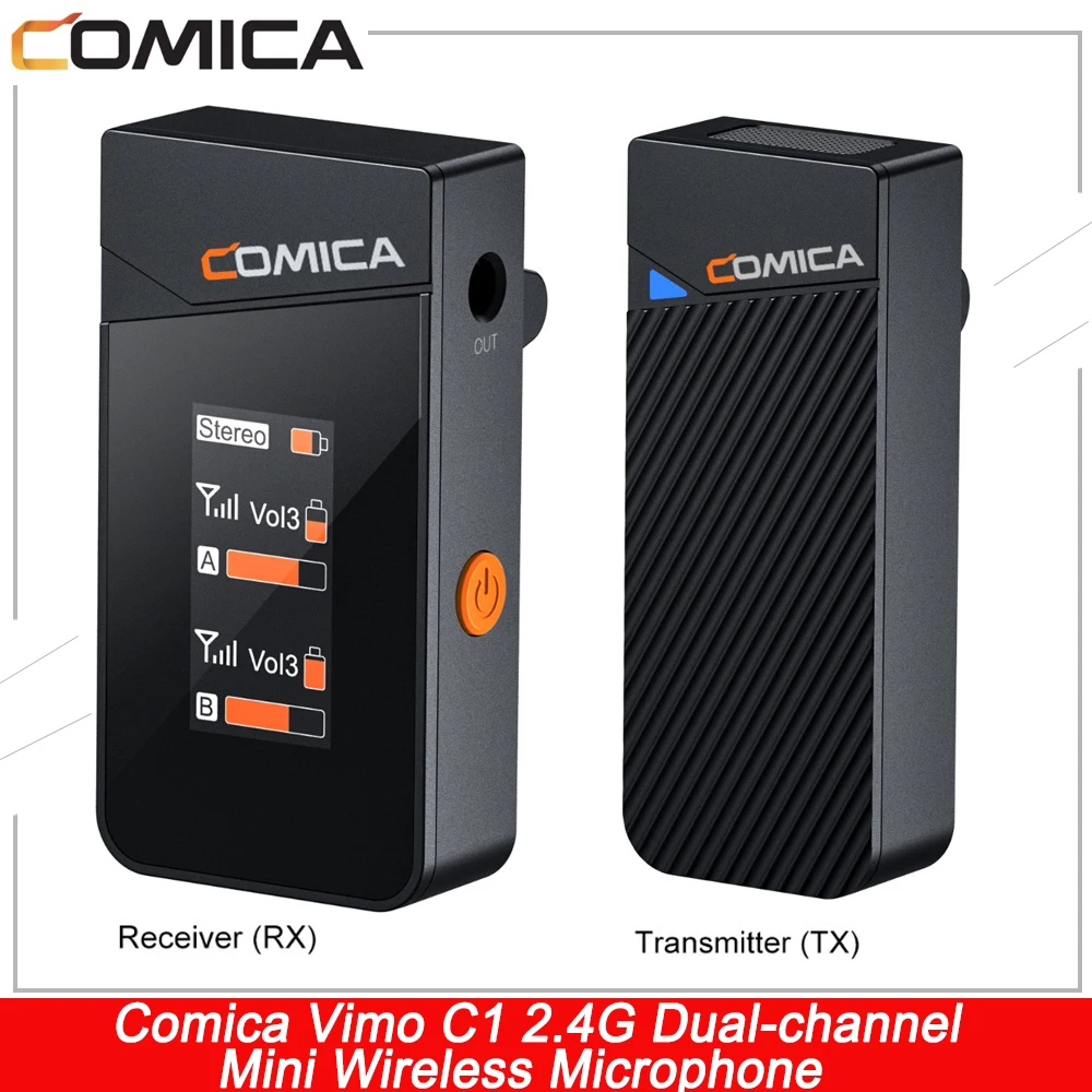 

Comica Vimo C1 2.4G Dual-channel Mini Wireless Microphone Receiver Transmitter Smartphone DSLR Camera Interview Youtube Studio