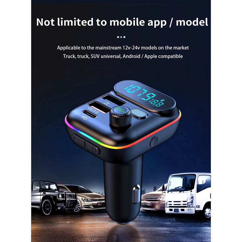 Car MP3 Player Bluetooth FM Transmitter Car Mobile Phone Charger PD20W/USB QC3.0 Fast Charge U Disk Music Player