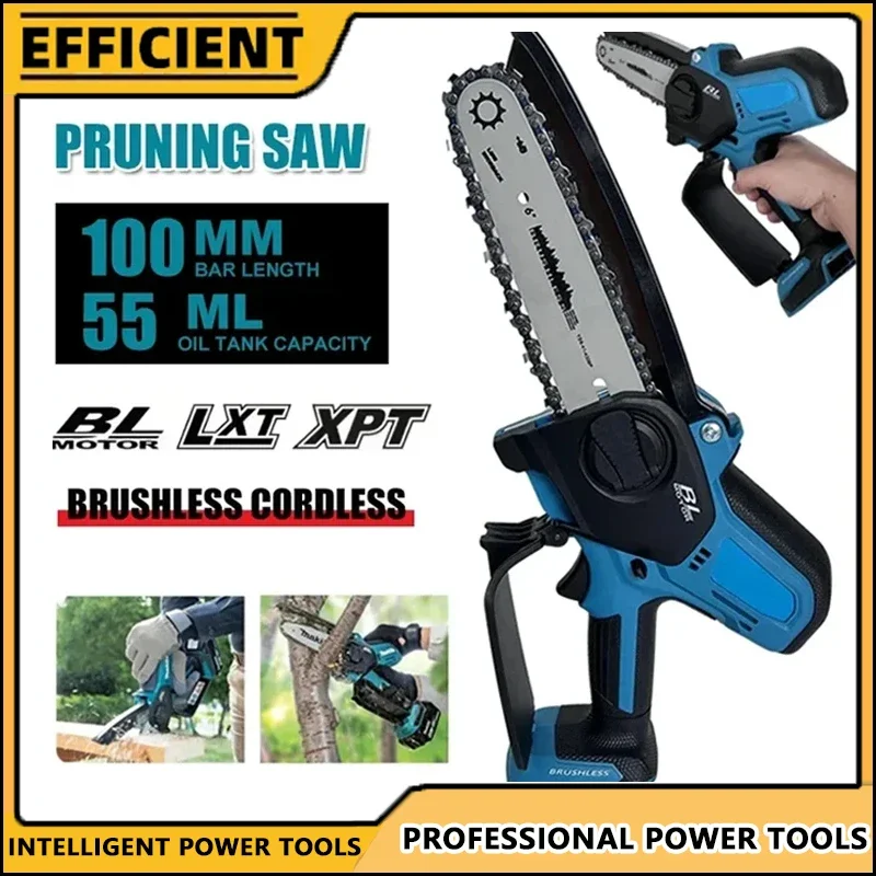 

FitMakita Fit Electric Chain Saw Pruning Saw Brushless Cordless Power Tools Compatible with 18v Battery Mini Electric Garden Saw