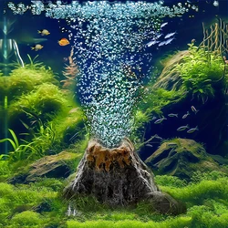 Aquarium Volcano Air Stone Decoration - 1pc Bubble Aerator for Fish Tank, ABS Volcanic Bubbler with Aeration Stone