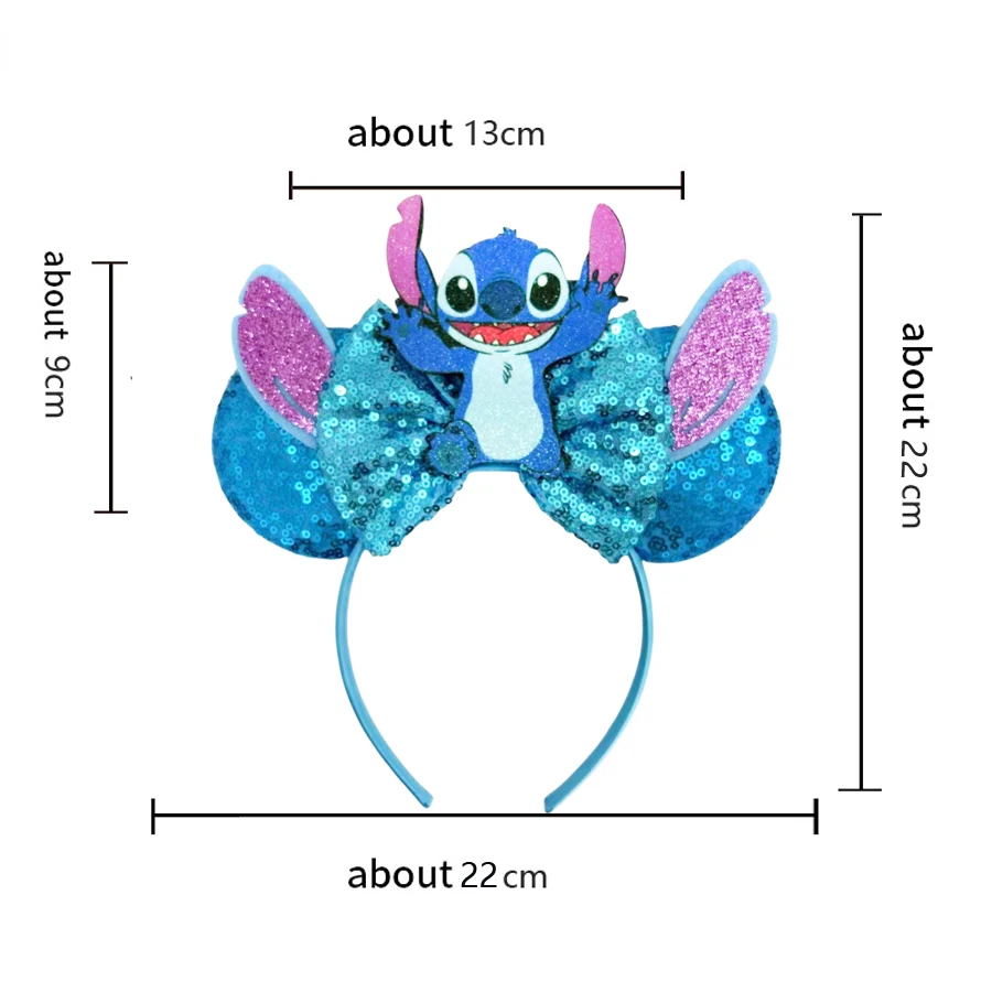 Lilo Stitch Mickey Mouse Ears Headbands Women Party Hair Accessories Cartoon Headband for Girls Kids Sequins Bow Hairband