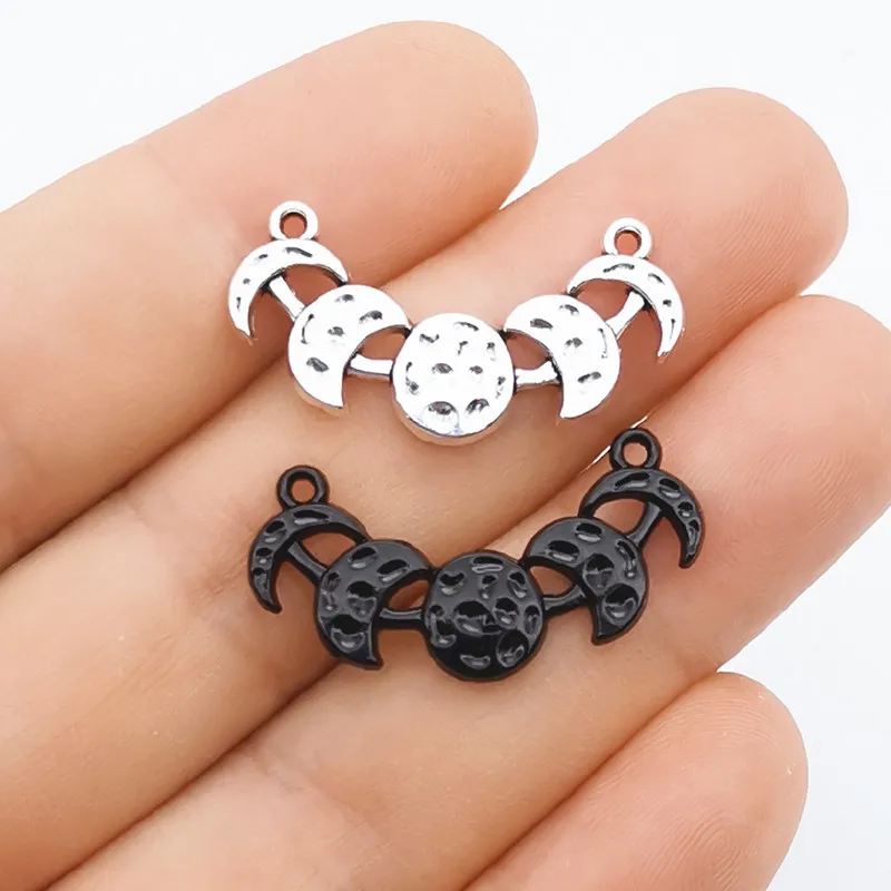 20Pcs/Lot 31*16mm Vintage Moon Phases Connector Charms Triple Moon Goddess Pendants DIY Handmade Ornaments Accessories