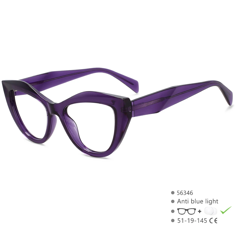 Trendige Blaulichtfilter-Computerbrille für Damen TR90 Leoparden-Brillengestell Damen Übergroße Brillengestelle Katzenaugen-Design 56346