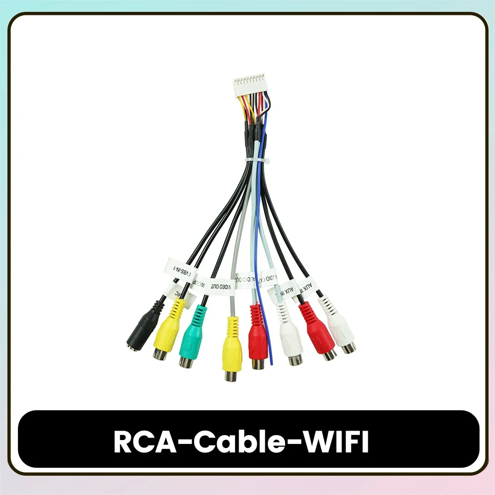

20-контактный разъем RCA CVBS Aux в сабвуфере, усилитель управления, провод вентилятора, разъем питания 12 В, микрофонный жгут для Android, автомобильный аудио-видео кабель, выход