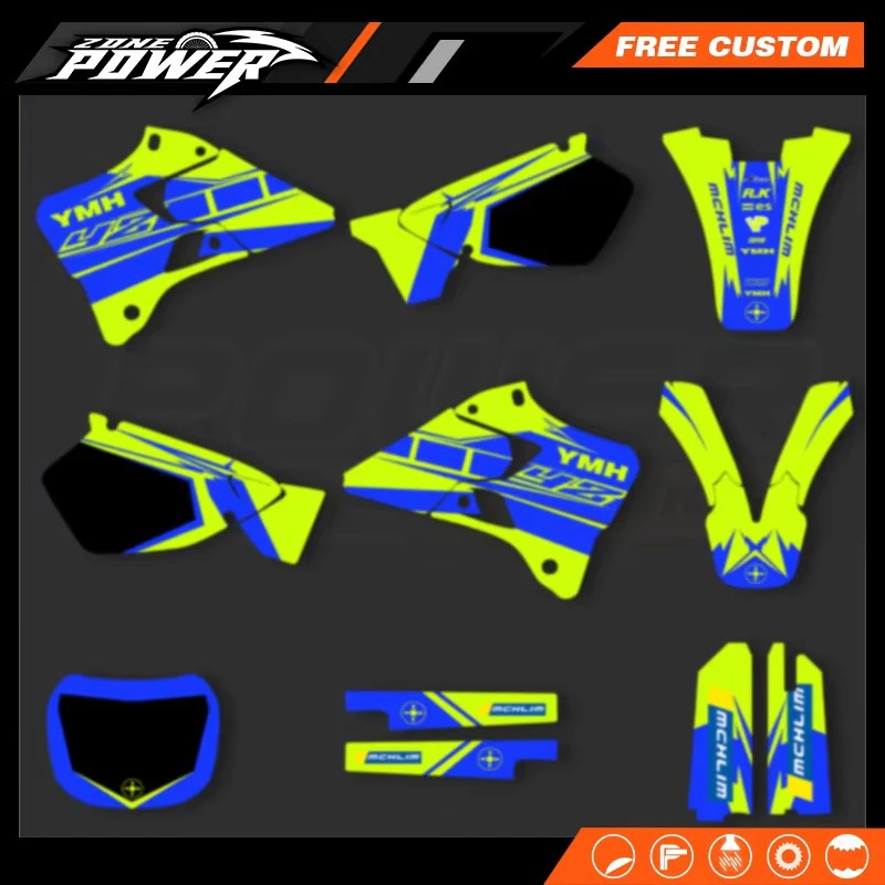 

Powerzone Motorcycle Graphics Decals Sticker For Yamaha YZ 125 250 1996-2001 Kits Number Name Custom 03