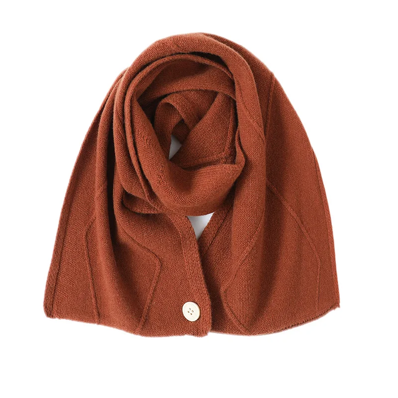 المرأة 100% ميرينو وشاح من الصوف مع زر الخريف الشتاء لينة الدافئة متماسكة الرقبة التفاف وشاح الموضة الصلبة عادية #3