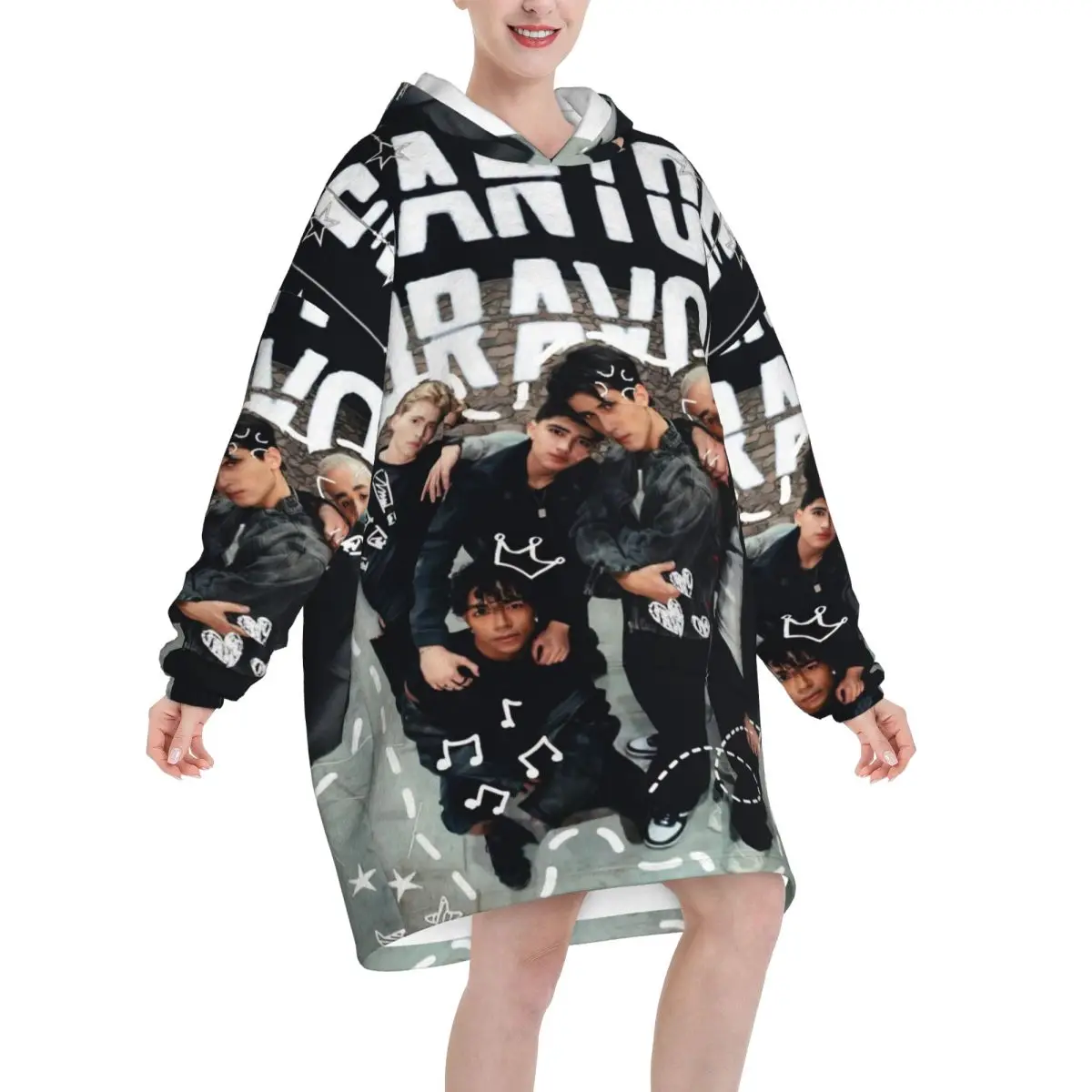 Oversized Santos Bravos Boy Group Wearable Blanket Gifts for Women Men Ultrasoft Plush Warm Sweatshirt Blankets With Pocket