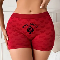 BBC ONLY Queen of Spades Love Heart Red Knitting Funny Womens Sexy Underwear Female High-waisted Comfortable Breathable Panties