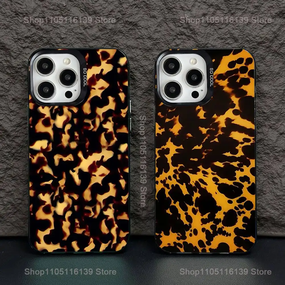 

Tortoise Shell Marble Phone Case For iPhone 16,15,14,13,12,11,Pro,XS,Max,Plus,Mini,SE Black Candy Matte Shockproof Cover