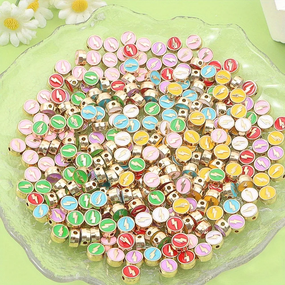 4/16/32 قطعة متعدد الألوان شقة مستديرة البرق نمط الخرز الزخرفية ، أساور يدوية الأقراط ، عيد الحب هالوين اكسسوارات #5