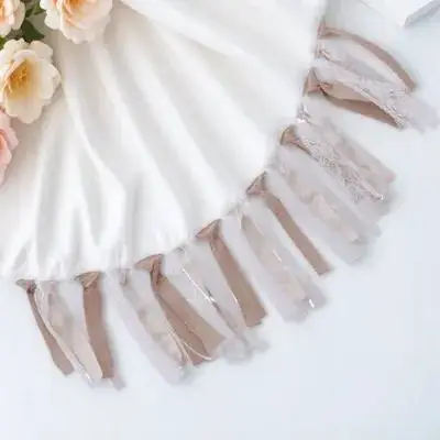 

Flag Banner Pennant Garland Fabric Rustic Chic Washable Reusable Cloth For Wedding Birthday Party Decor (Lace)