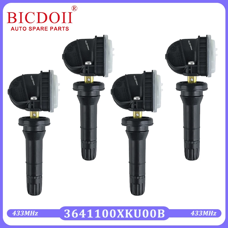 Conjunto de 1/2/4 pces 3641100xku00b preto sensor de monitor de pressão dos pneus do carro apto para great wall wingle c30 5 6 7ev 2018-2020 433mhz tpms