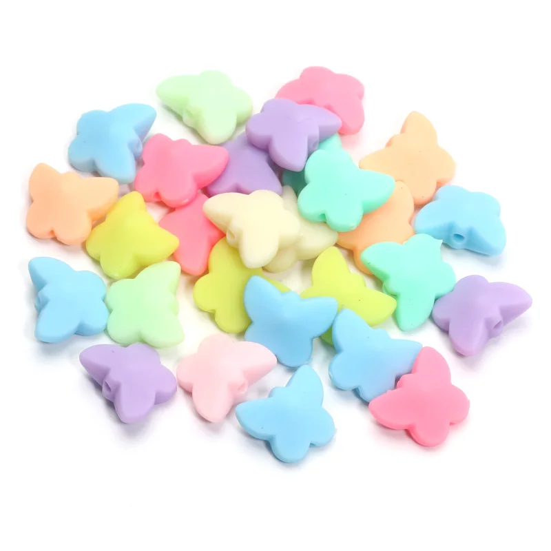 30 piezas de cuentas de mariposa de colores pastel, bonitas cuentas espaciadoras sueltas de acrílico mate para hacer joyería DIY, accesorios para pulseras y collares
