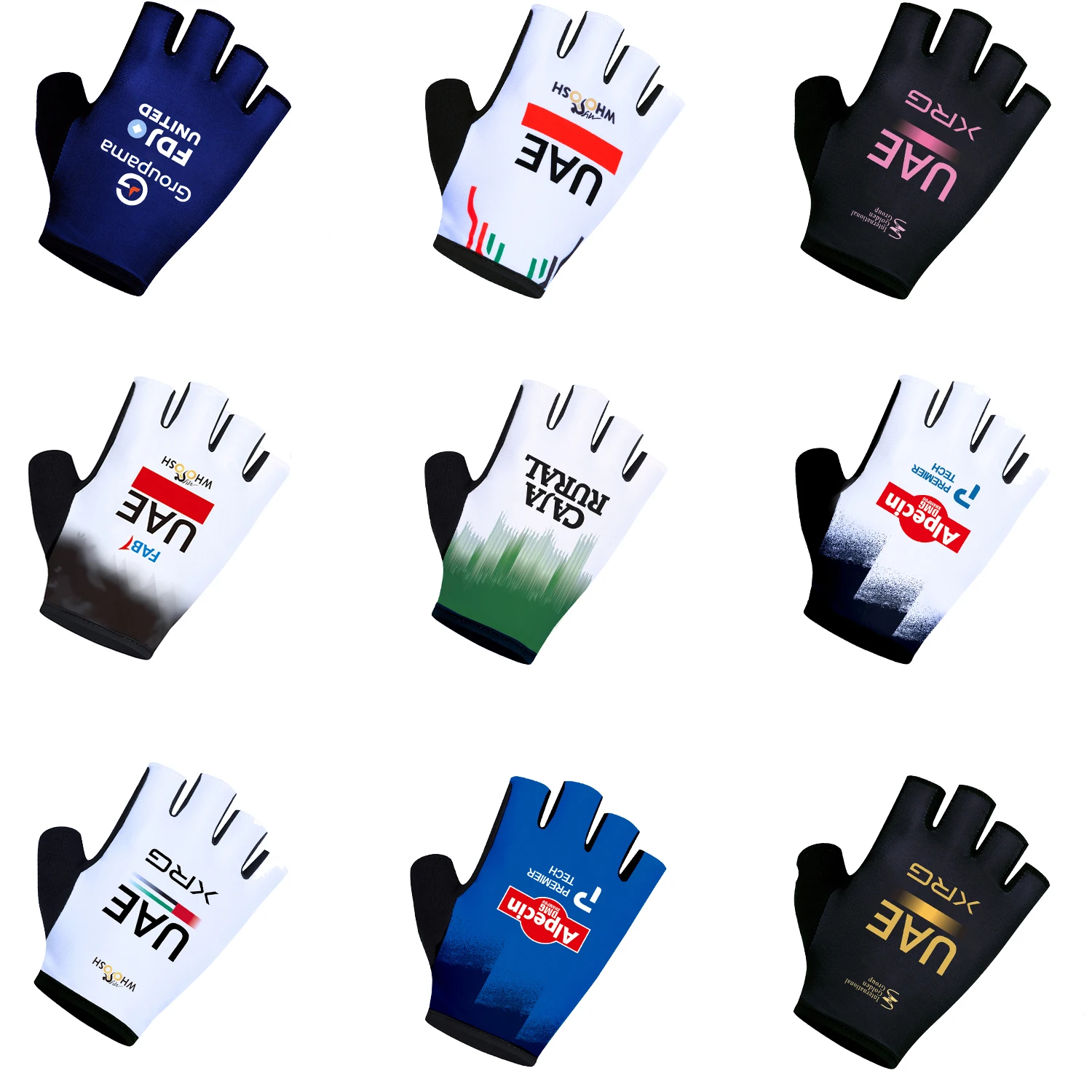 Blue Alpec Team UAE 2026 Sports Cycling Gloves Half Finger Men Women Road Bike Gloves Running Fitness Gym Riding Bicycle Gloves
