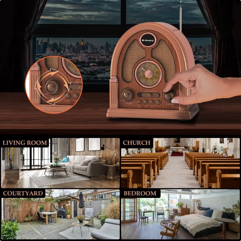 AM/FM/SW 3 نطاقات مكبر صوت راديو Type-C قابلة للشحن أجهزة الراديو المحمولة خمر دعم محرك USB TF BT مشغل موسيقى مع هوائي