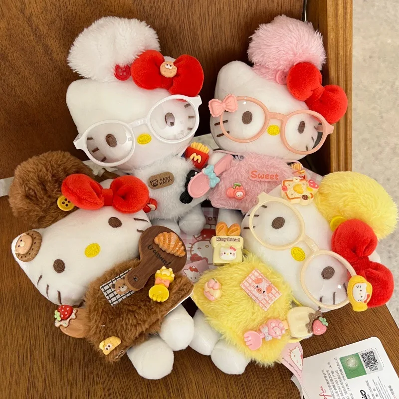 New Hello Kitty Plush Keychain DIY Cute Plush Chef Hat Apron Costume Bag Accessory