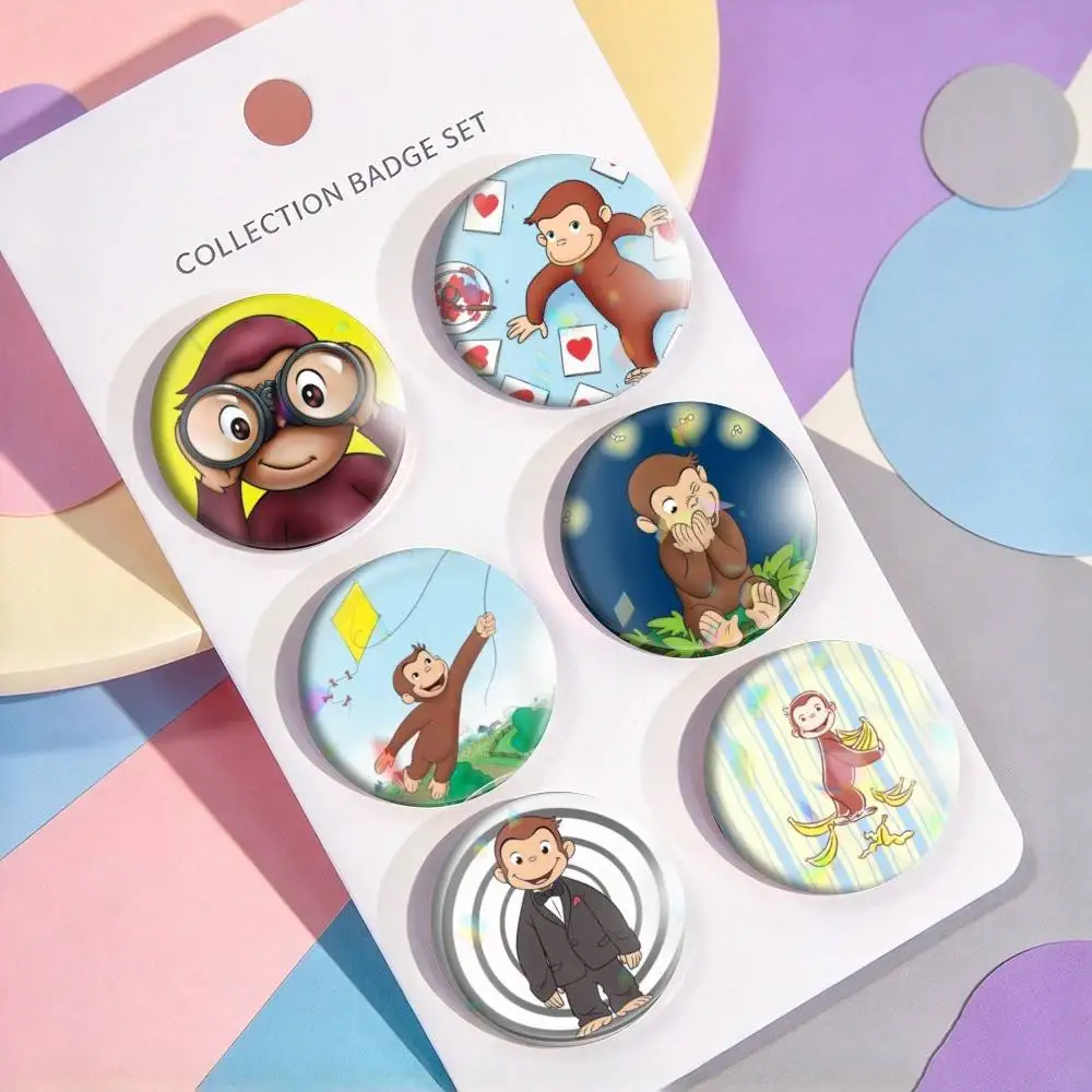 Cute Curious G-George  25 32 44 58 75mm Badges Personalized Round Brooches Pins Accessory Gift