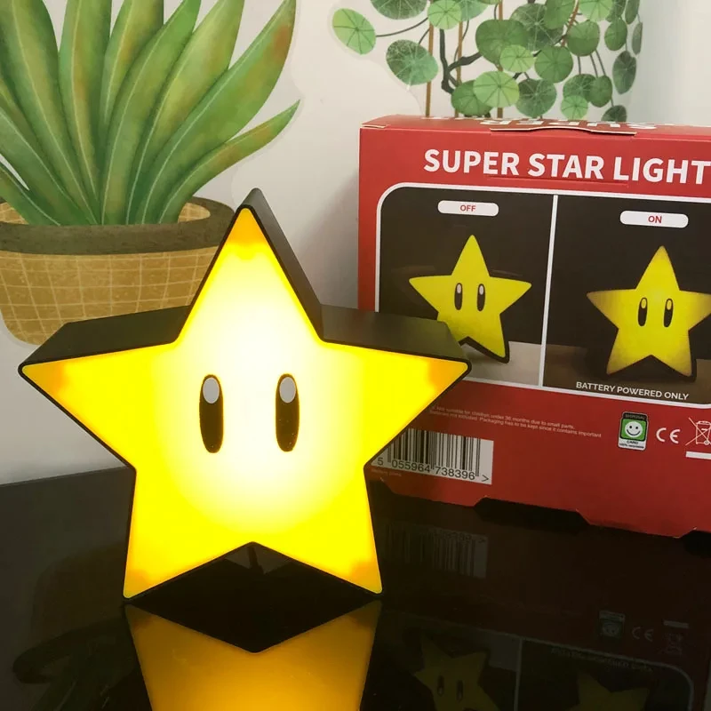 Super Mario Bros Lamp Super Star Light Led Music Night Light Sound Usb Charging Desk Lamp For Gifts Toys