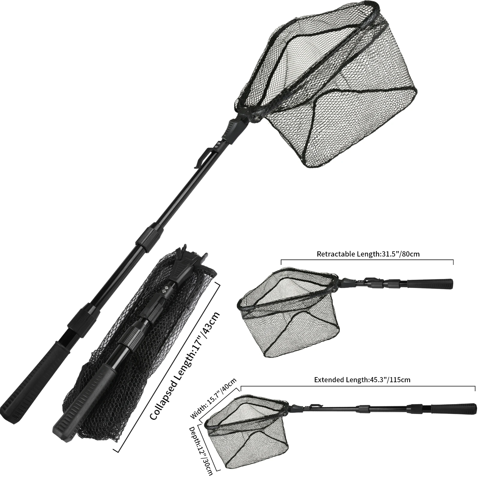 Intrekbaar Schepnet Opvouwbaar 1.9m/1.5m/1.3m Telescopisch Visnet Buiten Zee Net Draagbaar Hand Dip Net Voor Karper Vliegvisserij Plezier