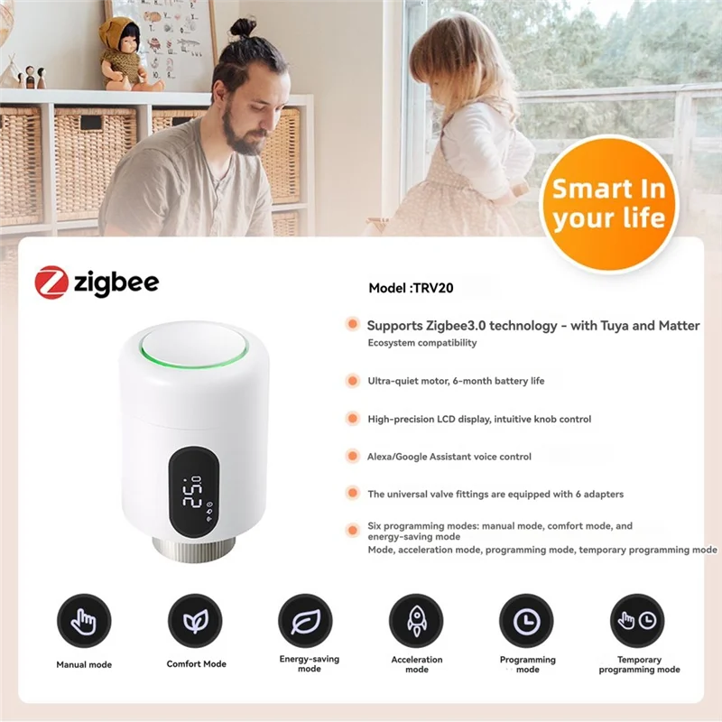 【ABUP】Zigbee 3.0 Tuya Termostato Inteligente Válvula termostática do radiador TRV Controlador de temperatura programável com gateway