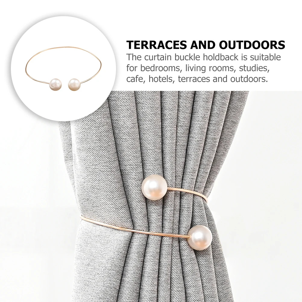 

2Pcs Alloy Pearl Curtain Holdbacks Decorative Curtain Tiebacks Luxury Holders for Curtains Bedroom Living Room Office