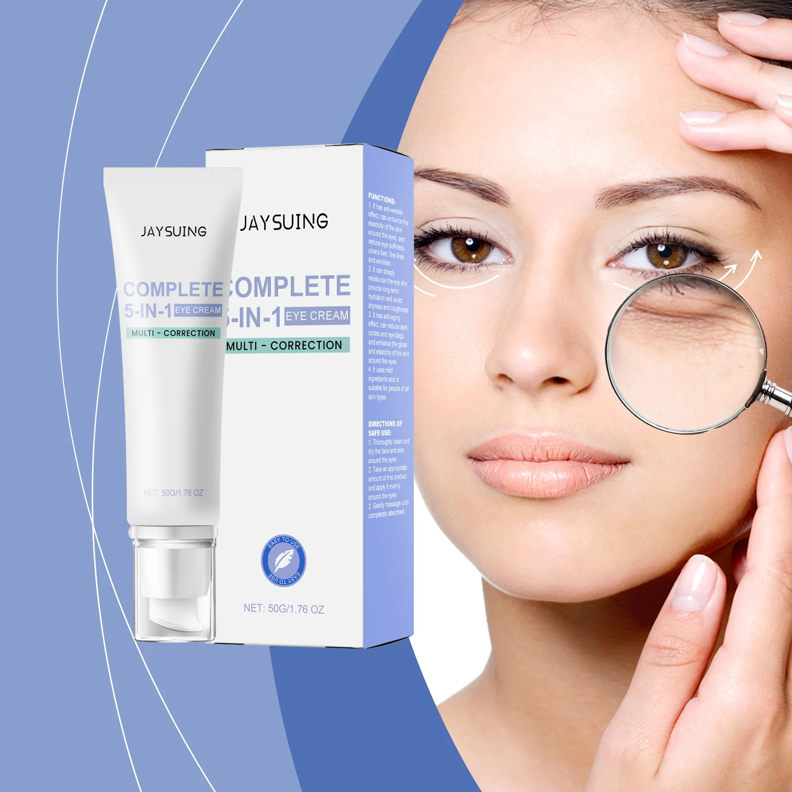 다크서클, 주름, 붓기를 위한 5-in-1 멀티 코렉션 아이 크림 – 안티에이징, 수분 공급 및 퍼밍 트리트먼트