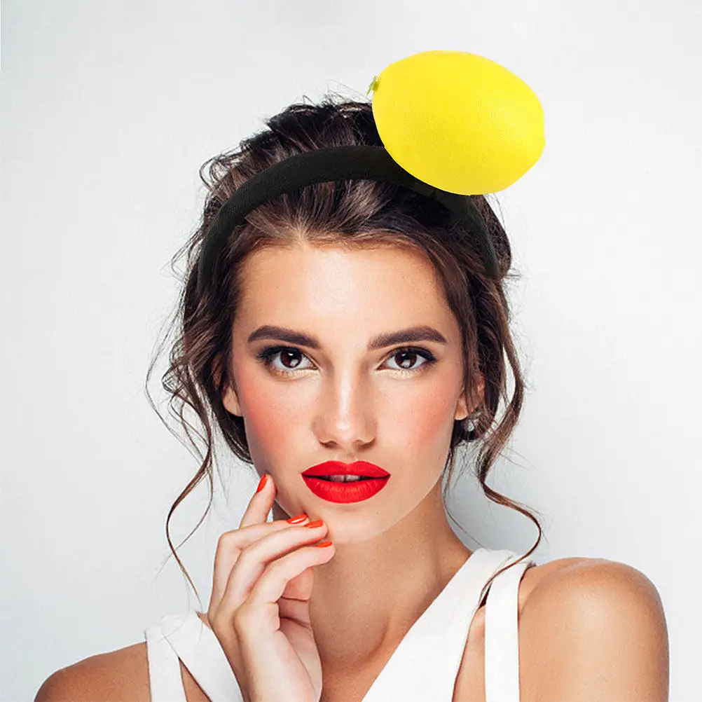 2 Peças de Tiara Divertida em Forma de Fruta, Aro de Cabelo de Limão Macio para Fantasia de Festa, Aniversário, Casamento, Feriado