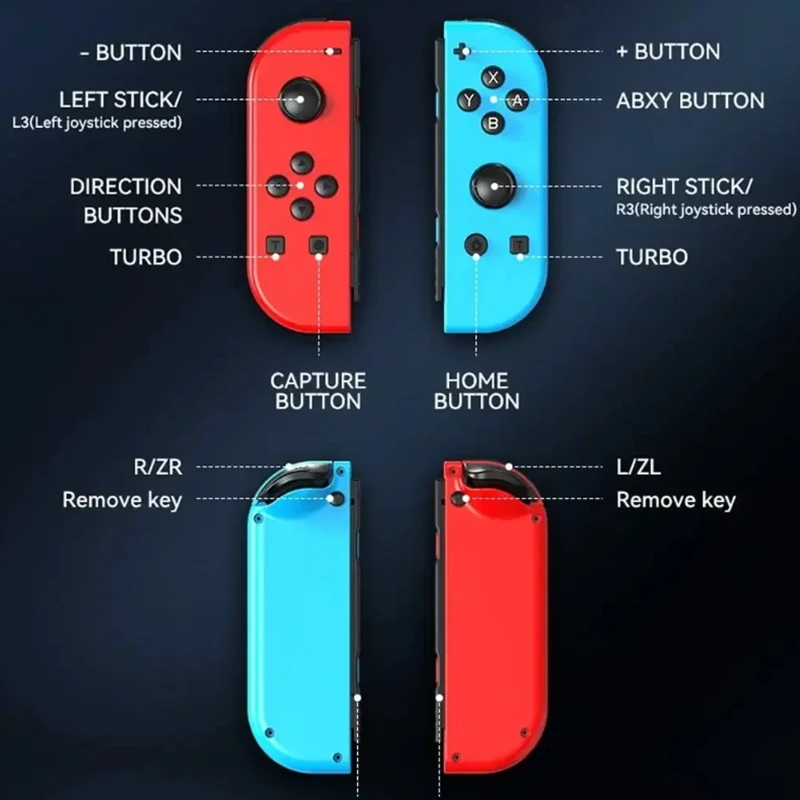 Controller Joypad 2 pezzi (L/R) per interruttore, sostituzione Joypad wireless per controller Switch doppia vibrazione/luce RGB