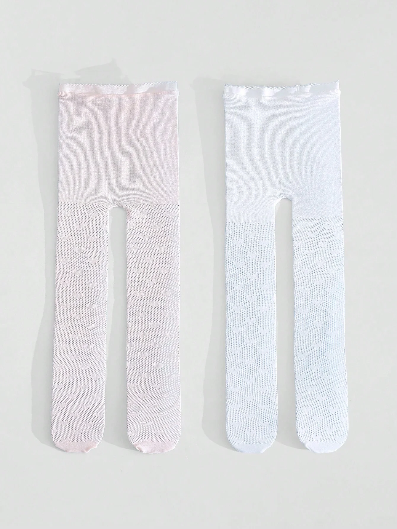 2 Pairs of Girls' Heart-Patterned Mesh Pantyhoses,Soft and Breathable Kids Party Lolita Stockings Elastic Childrens Dance Tights view 3