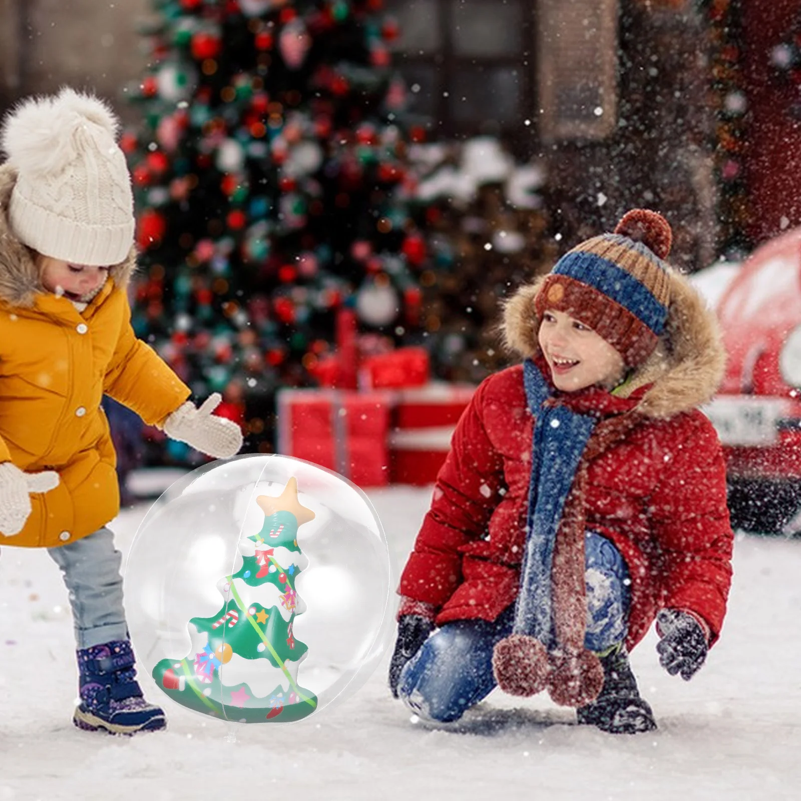 

13.8" Inflatable Christmas Ball Pvc Outdoor Holiday Decoration Blow Up Yard Lawn Garden Party Xmas Ornament Weatherproof