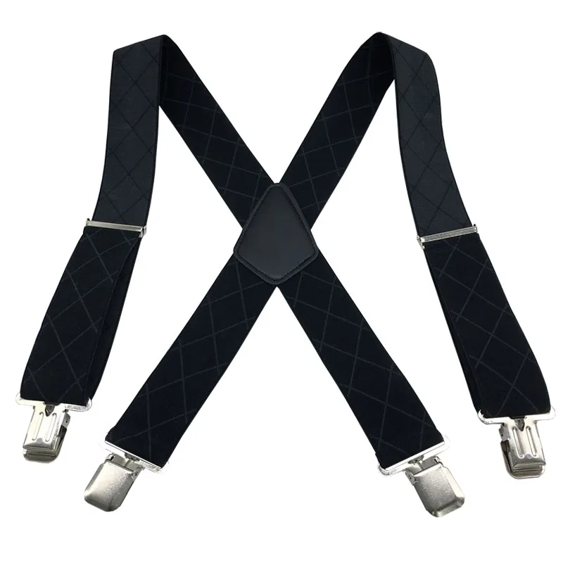 Men's adult suspenders Non-slip large suspenders Vintage X four-clip pants suspenders widened