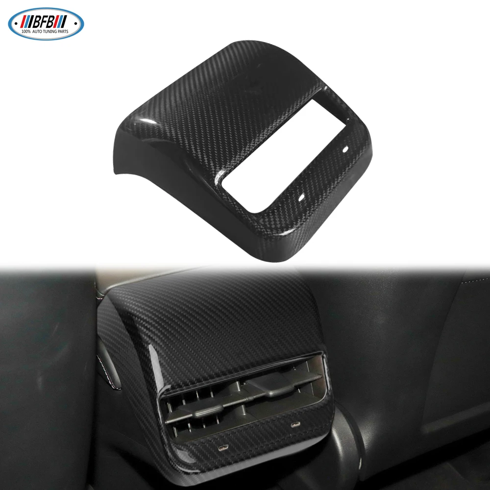 

Real Dry Carbon Interior Rear Air Outlet Cover Exhaust Vent Cover For Tesla Model 3 Model Y 2020up