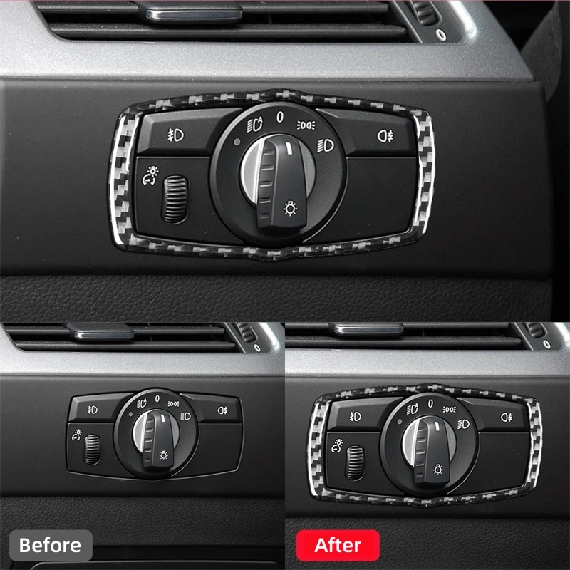 For BMW 5 Series E60 2008-2010 Car Interior Accessories Carbon Fiber Interior Car Headlight Switch Trim Frame Cover Stickers - Image 6