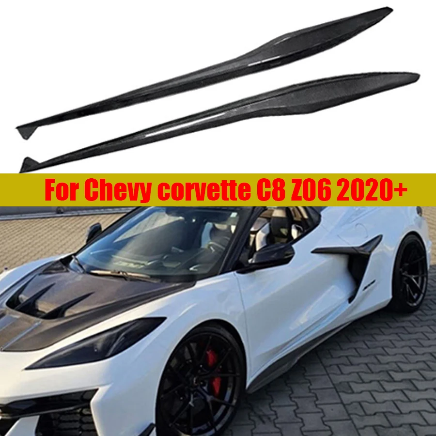 For Chevy corvette C8 Z06 Carbon Fiber Side Skirt Splitters Cupwings Winglets Canards Apron Bumper Side Skirts Auto parts