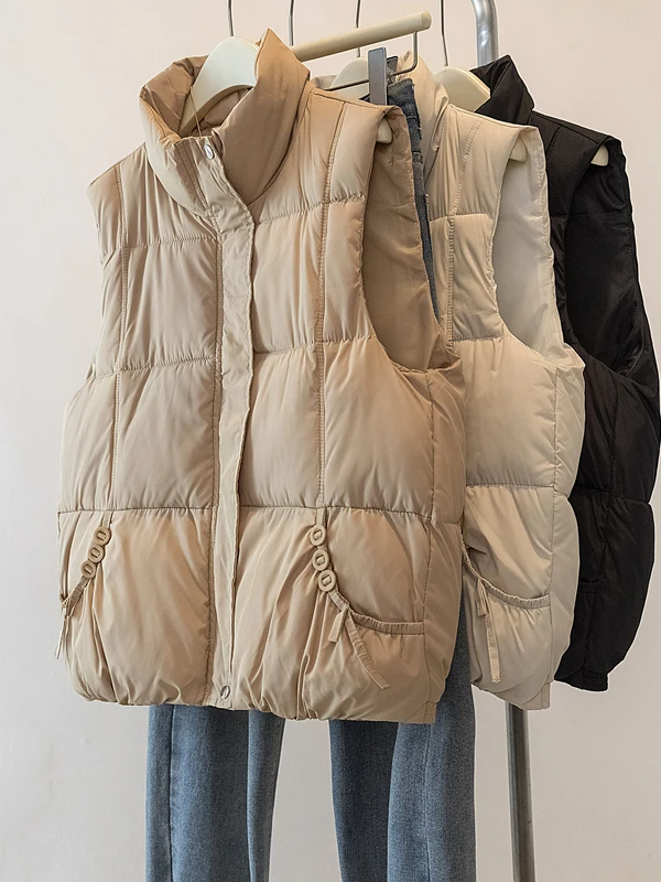 

Women's down Cotton Vest Loose Korean Sle Vest oulder Pad Lightweight Cotton Jaet Outerwear Slimming Trendy