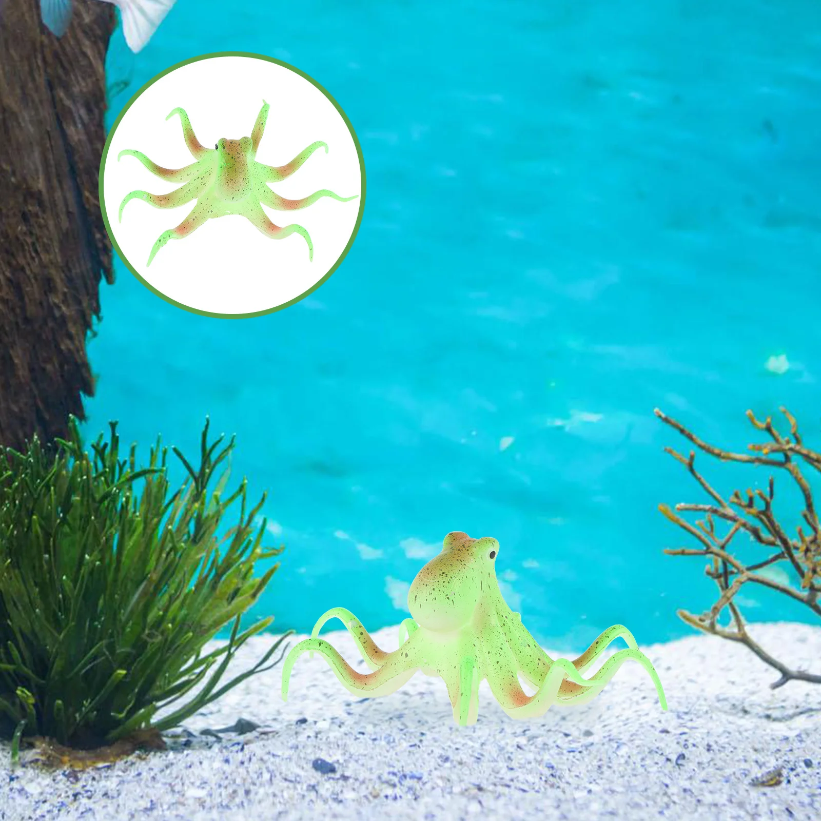 

Fish Tank Landscaping Octopus Glowing Decorations Supply Plat Artificial Silicone Small Aquarium Hock Ornament