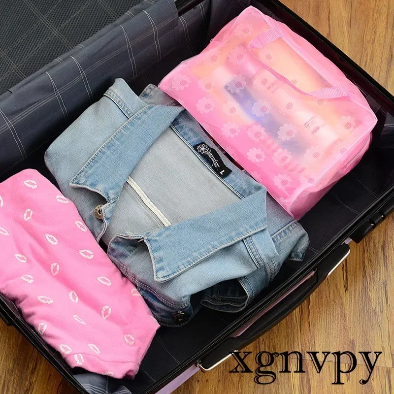 Xgnvpy Makeup bag Compression Travel Bath bag 5color waterproof makeup storage Women\'s Clear makeup side for ladies