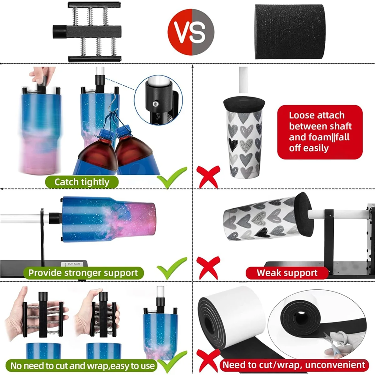ABXHH Insertos para Tumbler Turner, Soporte de Insertos de Espuma para Vaso Ajustable para Máquina Tumbler Turner, Paquete de 2