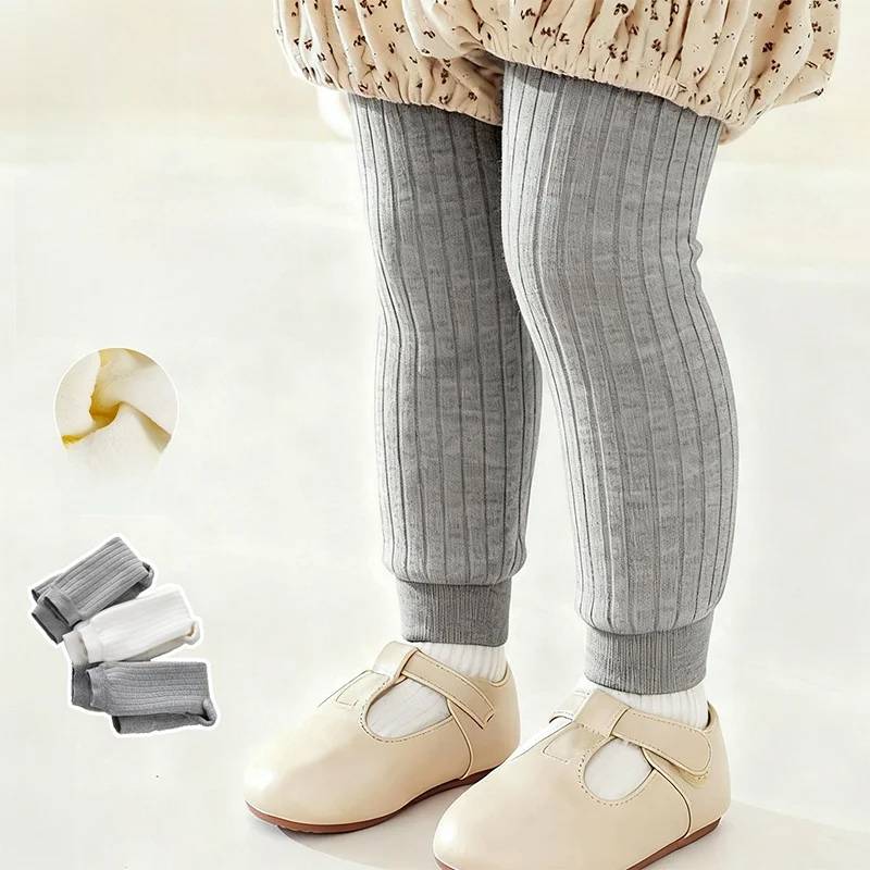 

Теплые колготки OUYUN для девочек из смесового хлопка с флисовой подкладкой, зимние утолщенные полосатые колготки для малышей от 6-12 месяцев до 6 лет