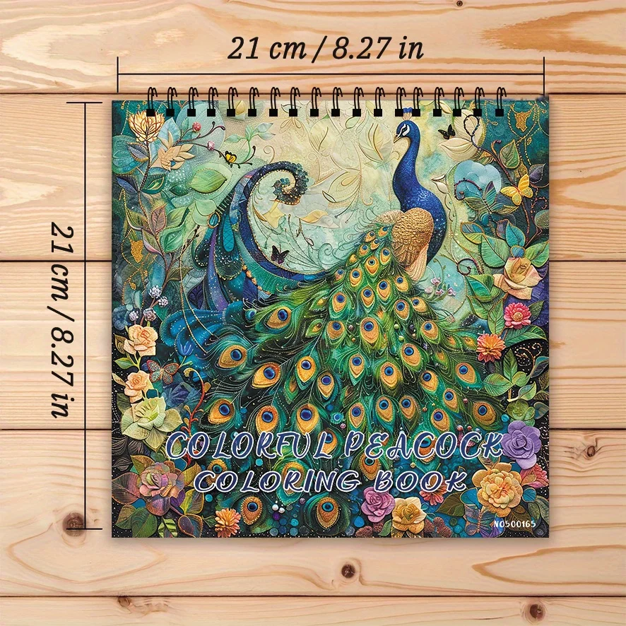 Beautiful Peacock Coloring Book - 8.27 x 8.27 inches 22 pages coloring book - Ideal gift for family or friends