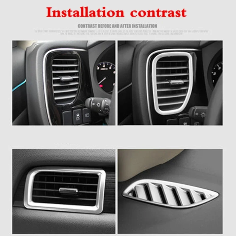 For Mitsubishi Outlander 2013 2016 2017 2018 Air outlet decorative frame dashboard  conditioning hole decorative strip sticker