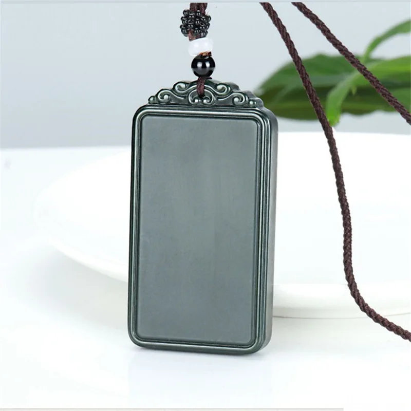 

Hotan Blue Jade Safe Tag Pendant Men Women Jade Necklace Pendant charm Attract wealth magnetic field stability security field