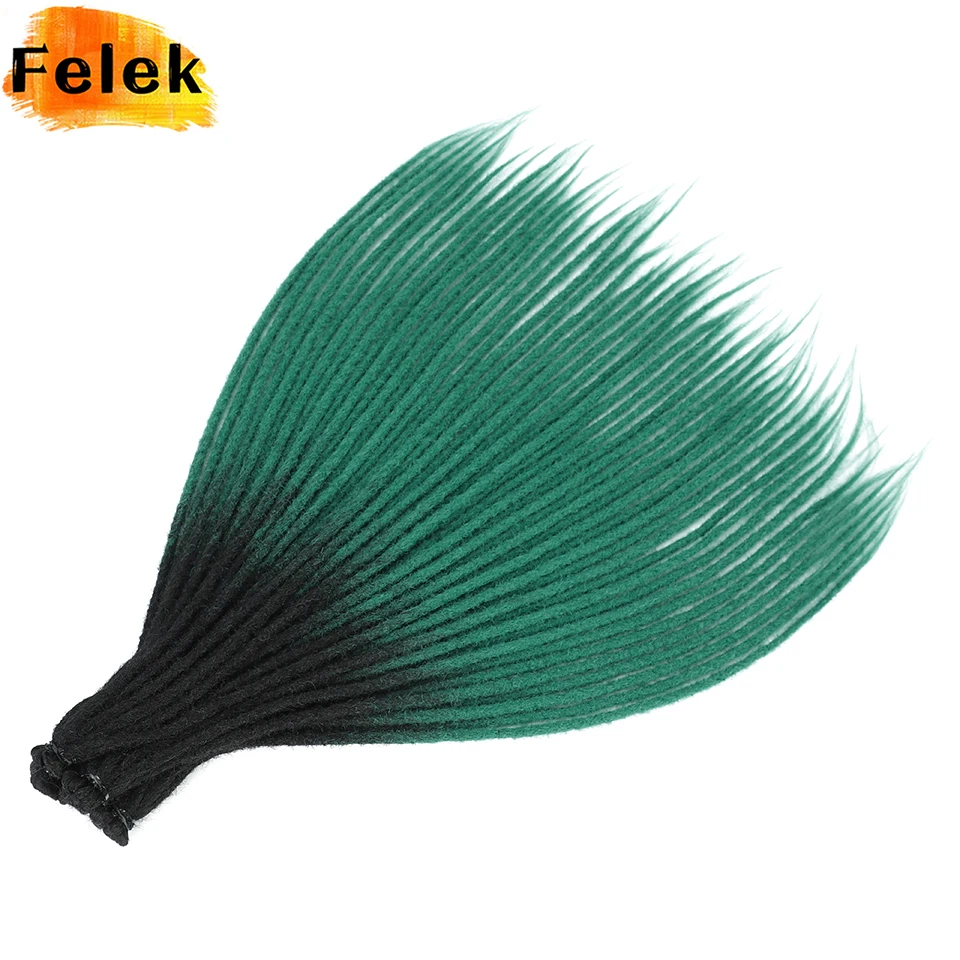 

Green Dreadlocks Crochet Braids With Ring 24" Synthetic Handmade Dread Lock Extensions 10Strands/ Pack High Quality Faux Locks