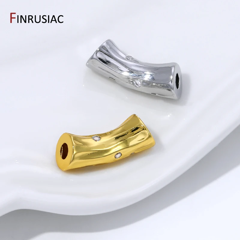 18K vergoldete Messing-Abstandshalterperlen mit unregelmäßiger, gebogener Form, Trenner für Perlen, DIY-Zubehör für die Herstellung von handgefertigten Armbändern und Halsketten – Detail 20